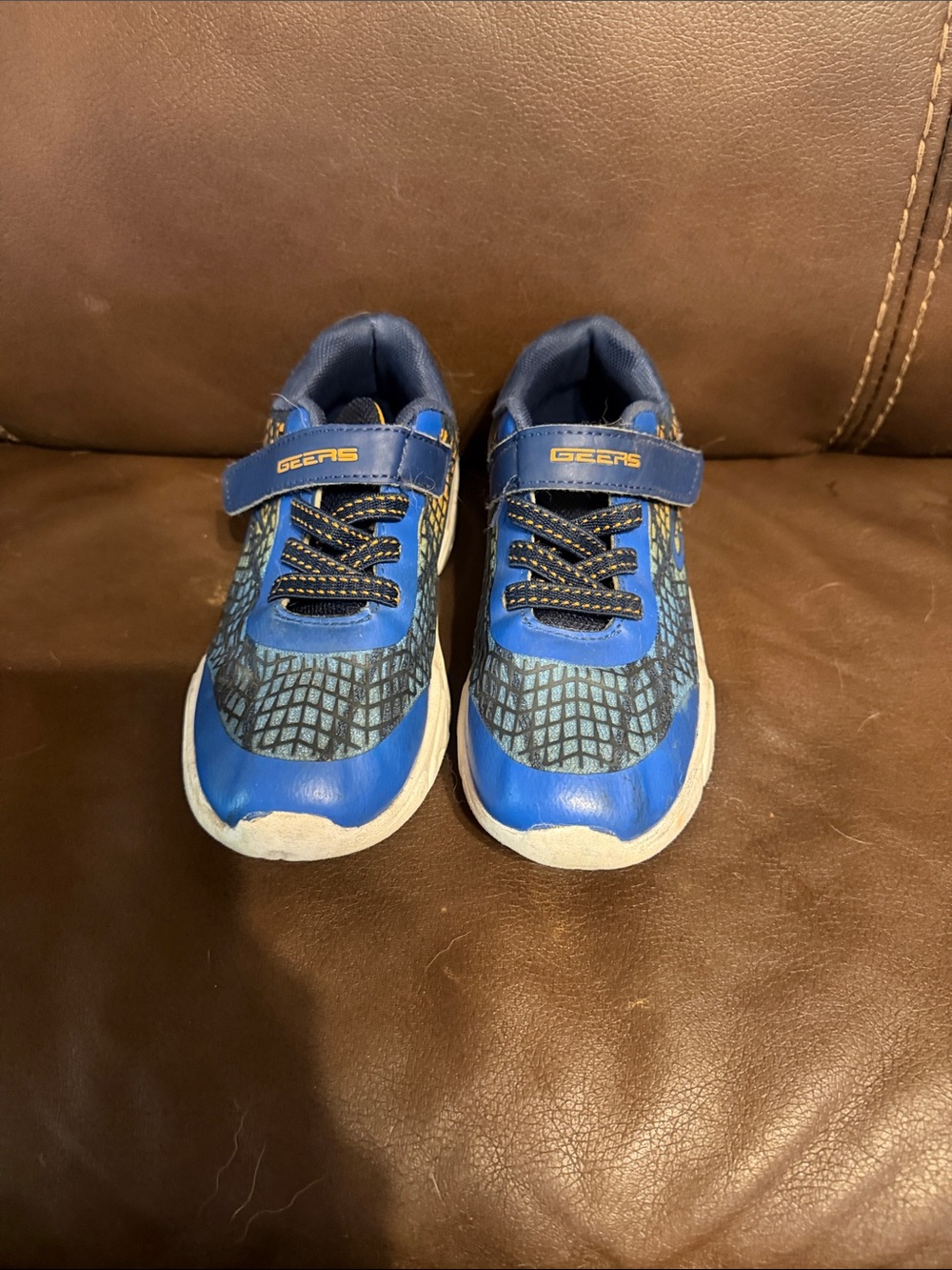 Skechers Blue and Black Kids Light-Up Sneakers with Yellow Accent